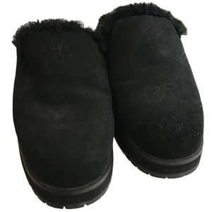 Ugg Black Floral Suede Clogs
